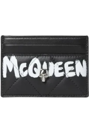 Alexander McQueen Accessoires, Dames, Zwart, ONE Size, Leer, Zwarte Gewatteerde Leren Kaarthouder