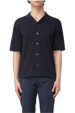 Aspesi Overhemden, Heren, Blauw, S, Blauw overhemd met korte mouwen en kraag