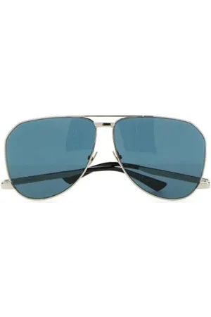 Saint Laurent Accessoires, Heren, Grijs, ONE Size, Metalen Aviator Zonnebril