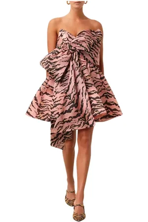 ZIMMERMANN Kleedjes, Dames, Veelkleurig, S, Satijn, Satijnen Mini Jurk met Strik