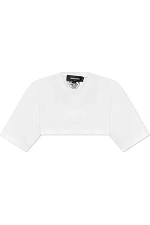 Dsquared2 Tops, Dames, Wit, L, Katoen, Kort, losvallend T-shirt