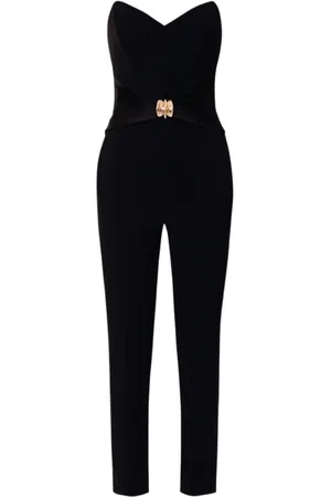 Elisabetta Franchi Jumpsuits & Playsuits, Dames, Zwart, L, Chique Jumpsuit met Statement Strik