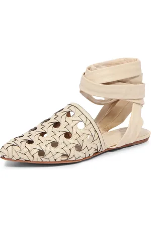 Tory Burch Schoenen, Dames, Wit, 38 EU, Basketweave Wrap Sandaal in Cream