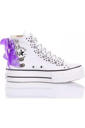 Converse Schoenen, Dames, Paars, 41 EU, Paarse Platform Sneakers Ambachtelijk Unieke Stijl