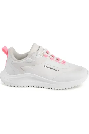 Calvin Klein Schoenen, Dames, Wit, 41 EU, Polyester, Witte Polyester Sneakers Ontwerp
