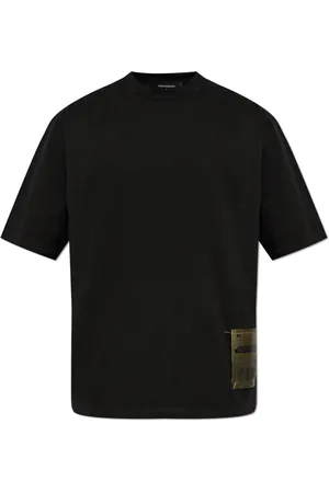 Dsquared2 Tops, Heren, Zwart, 2Xl, Katoen, T-shirt met Logo Patch