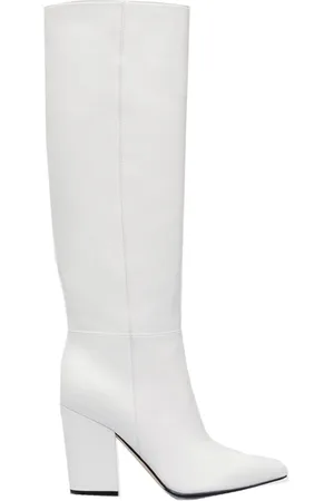 Sergio Rossi Schoenen, Dames, Wit, 36 EU, Leer, Witte Leren Enkellaarzen