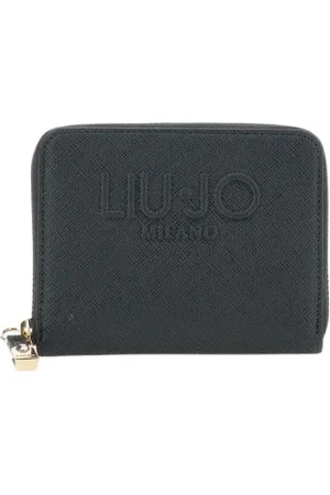 Liu Jo Accessoires, Dames, Zwart, ONE Size, Leer, Portemonnee met reliëflogo en ritssluiting
