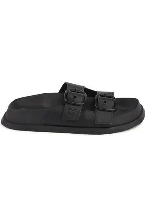 Tommy Hilfiger Schoenen, Dames, Zwart, 40 EU, Polyester, Zwarte Strappy Slingback Sandalen met Gesp