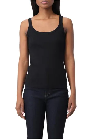 Dolce & Gabbana Tops, Dames, Zwart, 2Xs, Katoen, Elegante Geribbelde Tanktop
