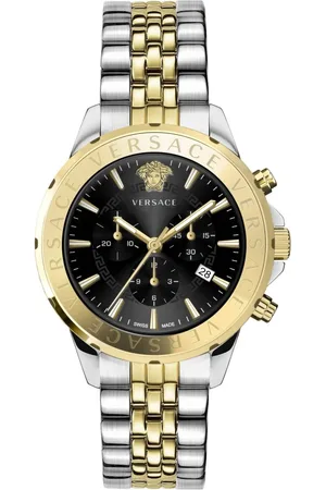 VERSACE Accessoires, Heren, Grijs, ONE Size, Heren Chronograaf Signature Horloge