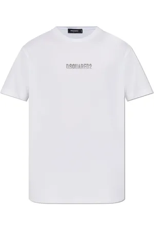 Dsquared2 Tops, Heren, Wit, XL, Katoen, T-shirt met verhoogd logo