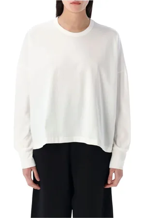 STUDIO NICHOLSON Tops, Dames, Wit, S, Witte Minimalistische Crew Neck T-Shirt