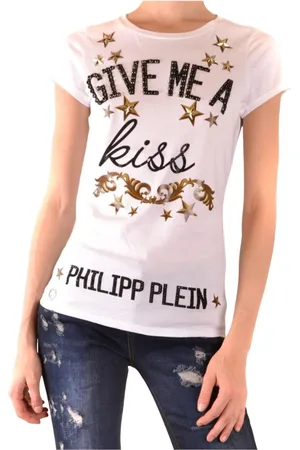 Philipp Plein Tops, Dames, Wit, L, Katoen, Klassiek wit dames T-shirt