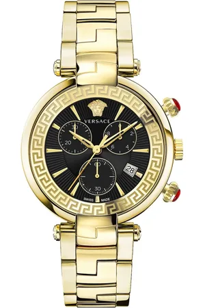 VERSACE Accessoires, Dames, Geel, ONE Size, Chronograaf Revive Roestvrijstalen Armbandhorloge