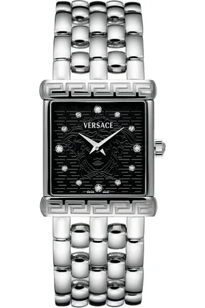 VERSACE Accessoires, Dames, Grijs, ONE Size, Dameshorloge V-Square Diamond