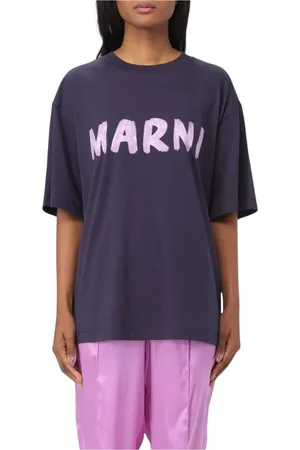Marni Tops, Dames, Blauw, S, Minimalist Navy T-Shirt
