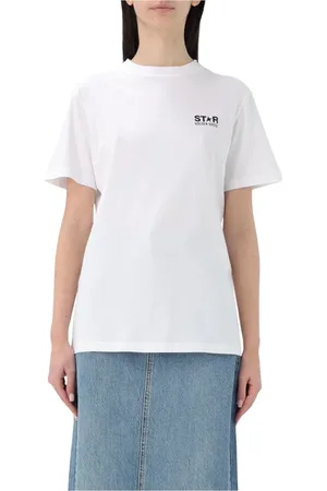 Golden Goose Tops, Dames, Wit, L, Katoen, Ster Logo Tee Korte Mouwen