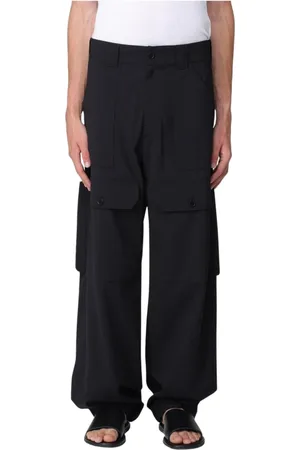 Msgm Broeken, Heren, Zwart, L, Stijlvolle Cargo Broek met Zakken