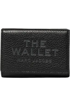 Marc Jacobs Accessoires, Dames, Zwart, ONE Size, Leer, Klassieke Zwarte Leren Trifold Portemonnee