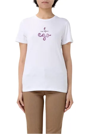 save the duck Tops, Dames, Wit, M, Katoen, Eco Grafische Tee voor Vrouwen