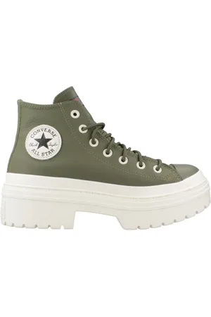 Converse Schoenen, Dames, Groen, 39 EU, Sneakers met geribbelde hak