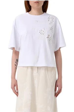Twin-Set Tops, Dames, Wit, XS, Katoen, Geborduurd Kolibrie T-shirt