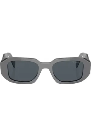 Prada Accessoires, Dames, Grijs, ONE Size, Geometric-Temple Zonnebril