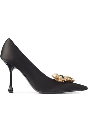Jimmy Choo Schoenen, Dames, Zwart, 37 1/2 EU, Leer, Zwarte metalen pumps Ixia-stijl