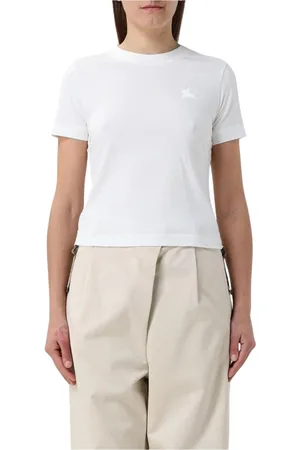 Burberry Tops, Dames, Wit, XS, Witte Crew Neck T-Shirt