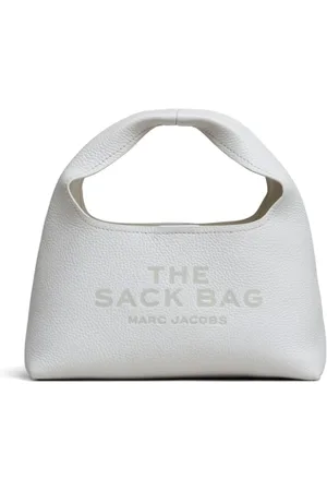 Marc Jacobs Tassen, Dames, Wit, ONE Size, Leer, Witte Leren Logo Print Handtas