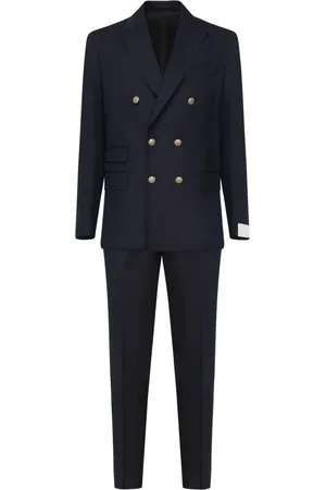 ELEVENTY Pakken, Heren, Blauw, 2Xl, Navy Peak Revers Dubbel-Borst Broek