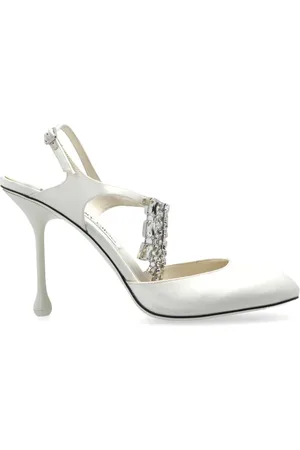 Jimmy Choo Schoenen, Dames, Wit, 39 1/2 EU, Satijn, Heeled Schoenen Verity