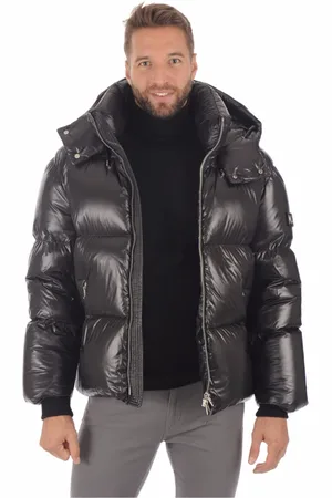 Mackage Jassen, Heren, Zwart, XS, Leer, Premium Zwarte Kent Donsjas
