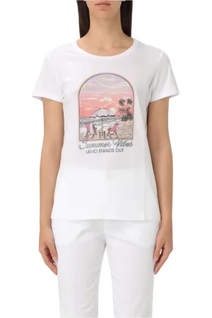 Liu Jo Tops, Dames, Wit, S, Witte Grafische Tee voor Vrouwen