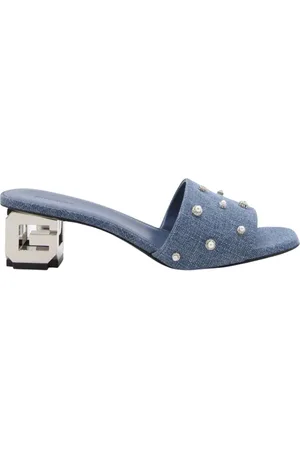 Givenchy Schoenen, Dames, Blauw, 36 EU, Denim, Denim Parel Blokhak Sandalen