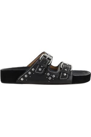 Isabel Marant Schoenen, Dames, Zwart, 37 EU, Slippers met gespsluiting en studs