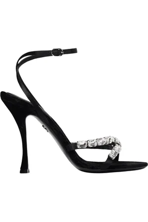 Dolce & Gabbana Schoenen, Dames, Zwart, 37 EU, Satijn, Luxe Kristal Fluweel Hakken