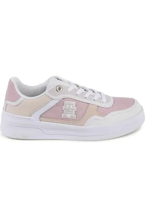 Tommy Hilfiger Schoenen, Dames, Veelkleurig, 41 EU, Leer, Witte Leren Sneaker