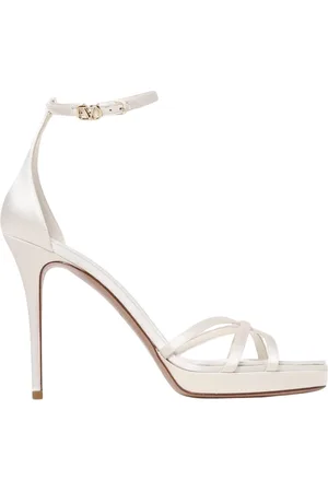 VALENTINO GARAVANI Schoenen, Dames, , 36 EU, Leer, Ivoor Enkelband Hak Sandalen