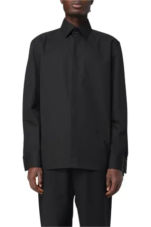 Saint Laurent Overhemden, Heren, Zwart, L, Katoen, Zwarte Poplin Overhemd, Verfijnde Stijl