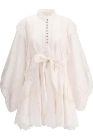 ZIMMERMANN Kleedjes, Dames, , M, Katoen, Elegante Mini Jurk met Kant
