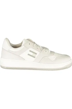 Tommy Hilfiger Schoenen, Heren, Wit, 44 EU, Polyester, Witte Polyester Lage Sneakers