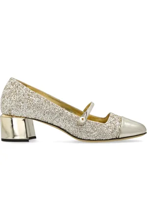 Jimmy Choo Schoenen, Dames, Geel, 38 EU, Leer, Glitter High Heels `Elisa`