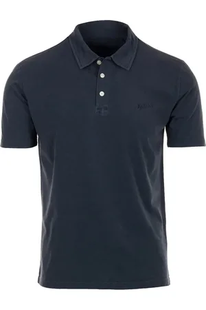 Woolrich Tops, Heren, Blauw, L, Korte mouw steen gewassen polo
