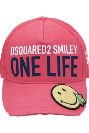 Dsquared2 Accessoires, unisex, Roze, ONE Size, Katoen, Geborduurde Smile Baseball Cap