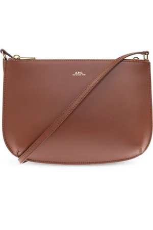 A.P.C. Tassen, Dames, Bruin, ONE Size, Leer, Schoudertas Sarah