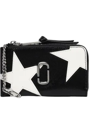 Marc Jacobs Accessoires, Dames, Zwart, ONE Size, Leer, Zwarte ritsportemonnee polstasje