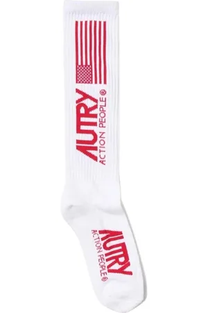 Autry Ondergoed, Heren, Rood, L, Katoen, Luxe Jacquard Logo Herensokken
