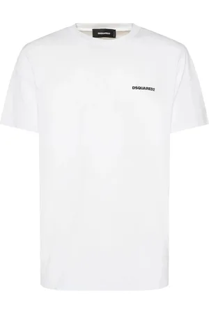 Dsquared2 Tops, Heren, Wit, M, Katoen, Witte Katoenen T-shirt met Voorkant Print